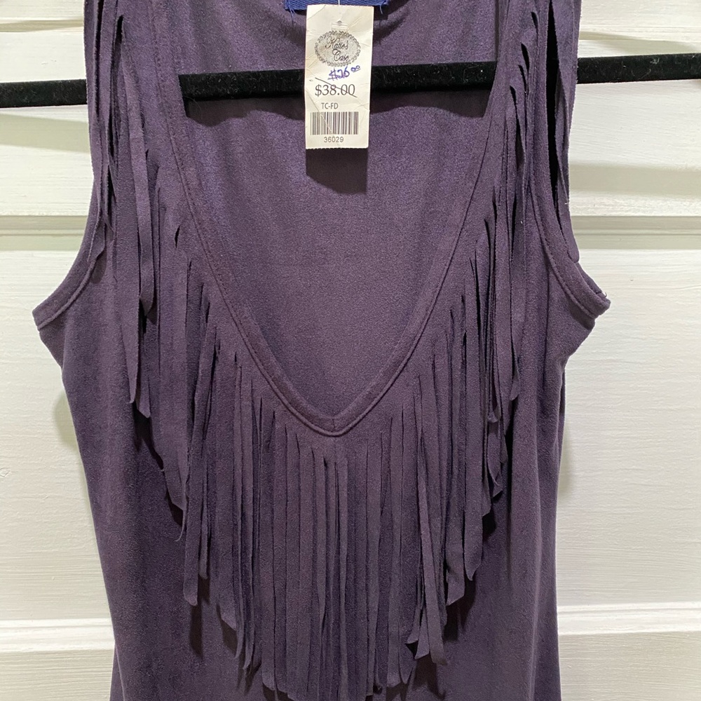 Micro suede with fringe tank.